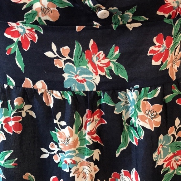 URBAN CULTURE Navy Blue Floral V-Neck Dress Size Small - Picture 6 of 10